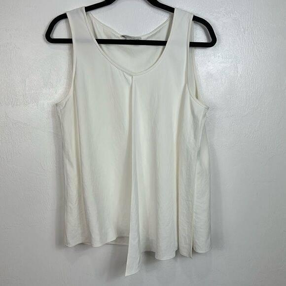 WORTH New York White Sleeveless Scoop Neck Flowy Top Size 12 - Picture 2 of 9